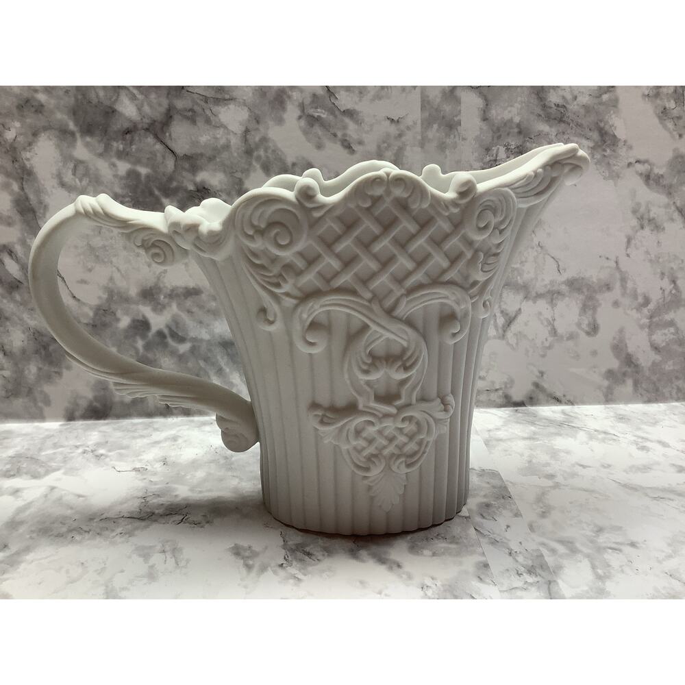 Vintage LBK Pitcher Vase - Ceramic Milky White, Matte Finish - European Style